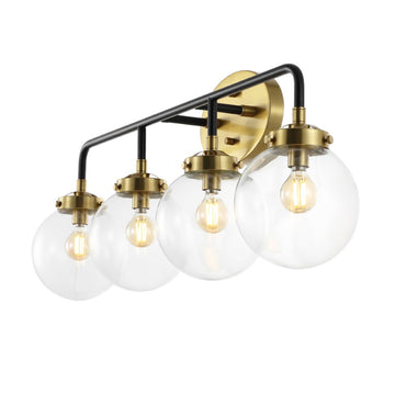 Caleb Brass Vanity Wall Sconce Clear